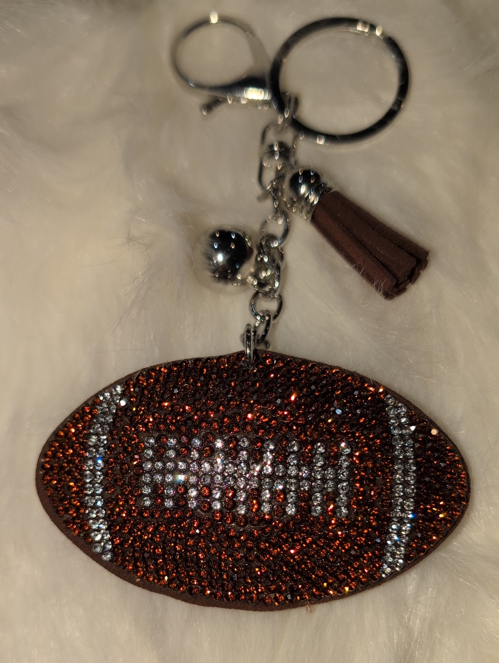 Crystal Football Keychain Bag Charm  with Tassel